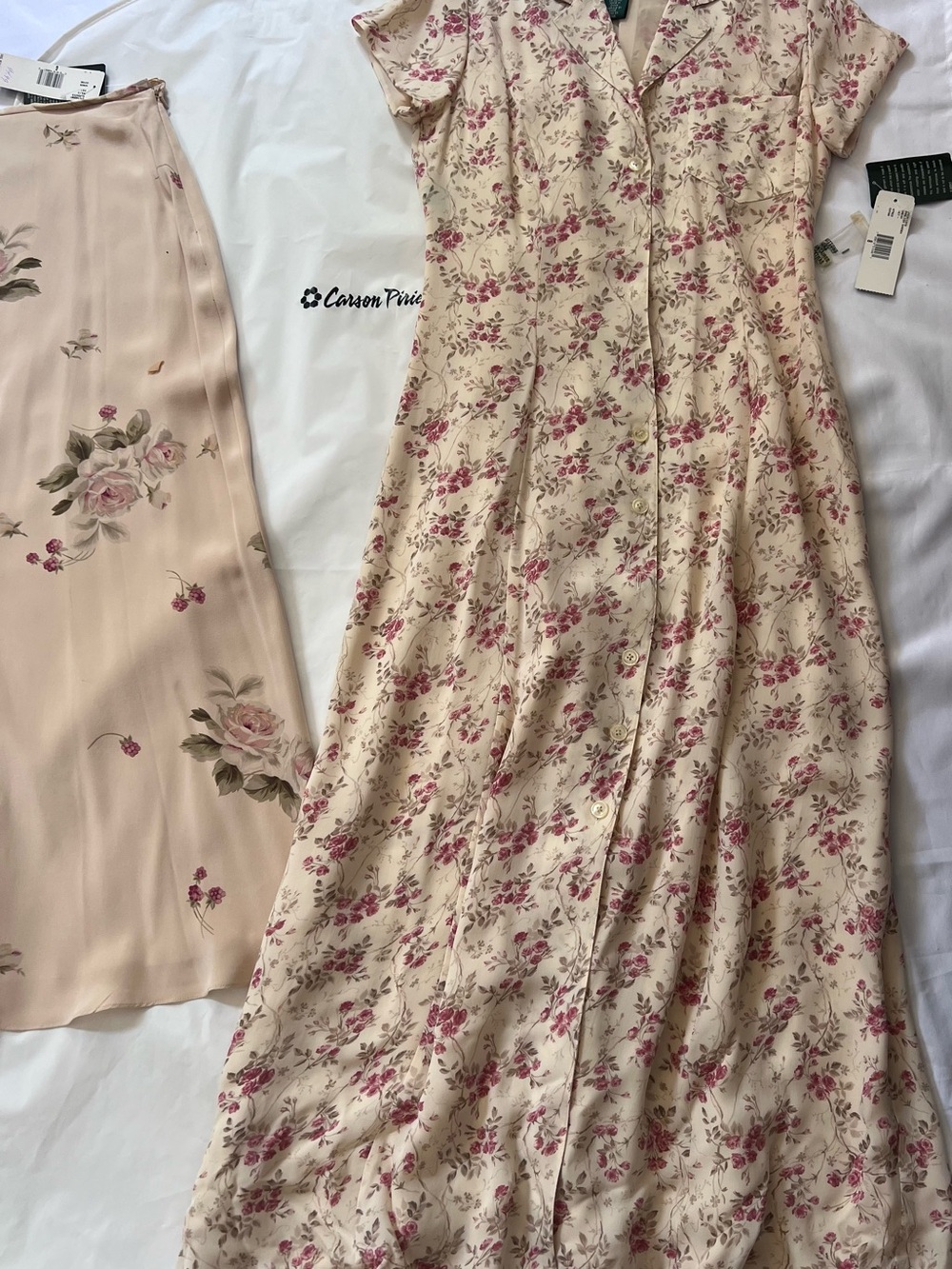 NWT Vintage Lauren Ralph Lauren 100% Silk Floral Dress & Skirt Set Cottagecore - Picture 8 of 16